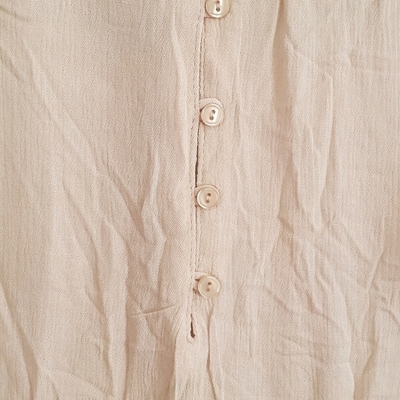 Francesca's Alya Taupe Pleated Gauzy Lace Trim Top Size SM - Picture 7 of 12